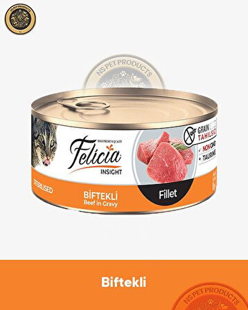 Felicia Kısırlaştırılmış Biftekli Fileto Yetişkin Kedi Konservesi 85gr