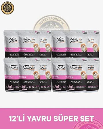 Felicia Pouch Yavru Tavuk Yaş Kedi Maması 12x85gr