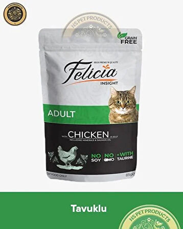 Felicia Pouch Yetişkin Tavuklu Yaş Kedi Maması 3x85gr