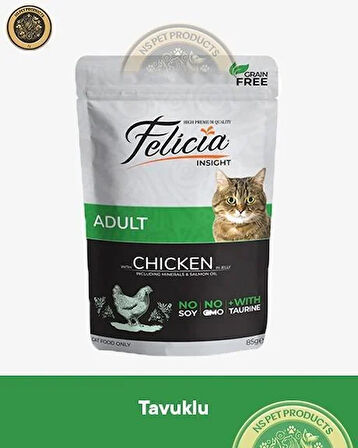 Felicia Pouch Yetişkin Tavuklu Yaş Kedi Maması 6x85gr