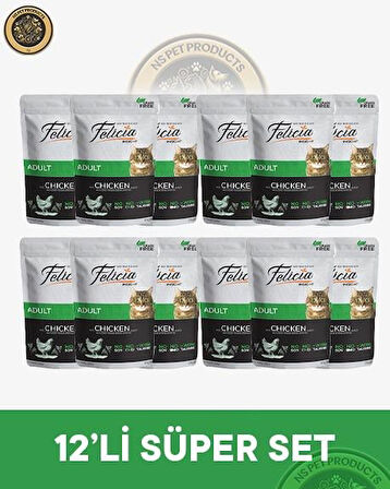 Felicia Pouch Yetişkin Tavuklu Yaş Kedi Maması 12x85gr