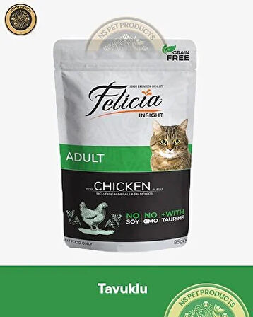 Felicia Pouch Yetişkin Tavuklu Yaş Kedi Maması 12x85gr