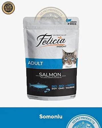 Felicia Pouch Yetişkin Somonlu Yaş Kedi Maması 3x85gr
