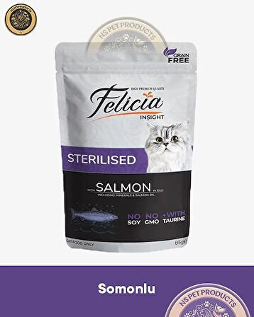 Felicia Pouch Kısırlaştırılmış Somonlu Yaş Kedi Maması 3x85gr