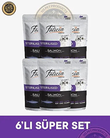Felicia Pouch Kısırlaştırılmış Somonlu Yaş Kedi Maması 6x85gr
