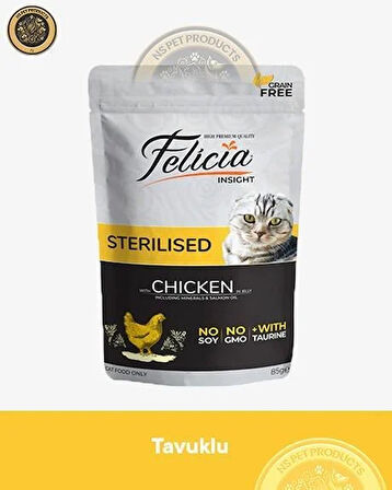 Felicia Pouch Kısırlaştırılmış Tavuklu Yaş Kedi Maması 3x85gr