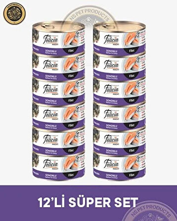 Felicia Kısırlaştırılmış Somonlu Yetişkin Kedi Konservesi 12X85gr