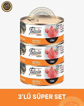 Felicia Kısırlaştırılmış Biftekli Fileto Yetişkin Kedi Konservesi 3x85gr