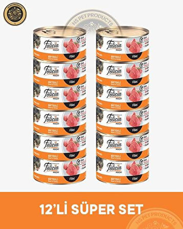 Felicia Kısırlaştırılmış Biftekli Fileto Yetişkin Kedi Konservesi 12x85gr