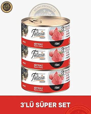 Felicia Biftekli Fileto Yetişkin Kedi Konservesi 3x85gr