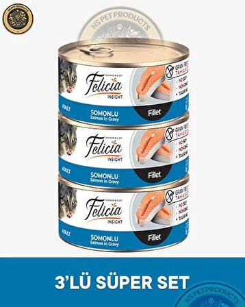 Felicia Somonlu Fileto Yetişkin Kedi Konservesi 3x85gr