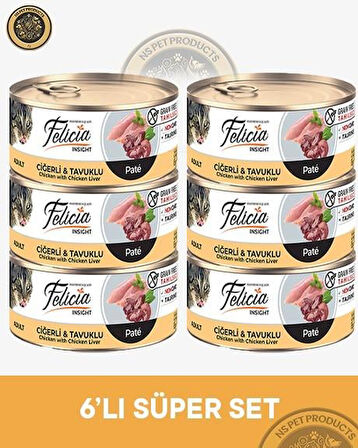 Felicia Ciğerli-Tavuklu Yetişkin Kedi Konservesi 6x85gr