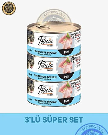 Felicia Ton Balıklı-Tavuklu Yetişkin Kedi Konservesi 3x85gr