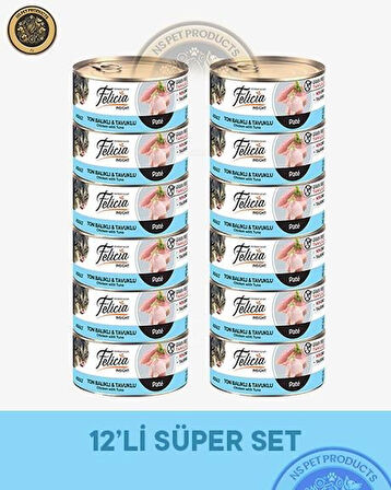 Felicia Ton Balıklı-Tavuklu Yetişkin Kedi Konservesi 12x85gr