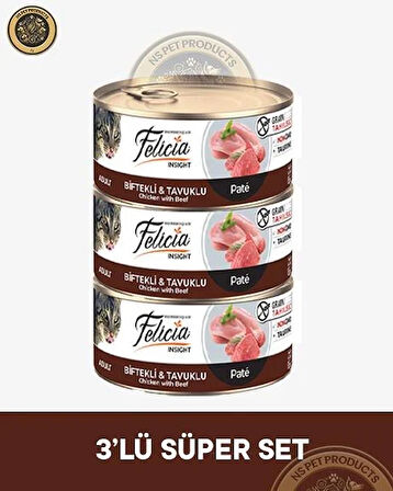 Felicia Biftekli-Tavuklu Yetişkin Kedi Konservesi 3x85gr