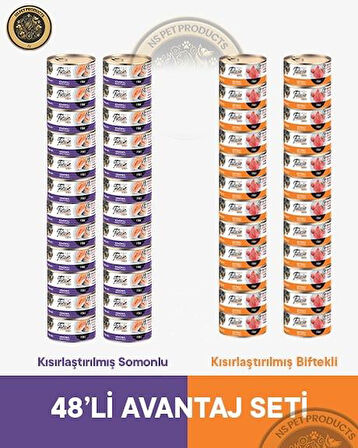 Felicia Kısırlaştırılmış Biftekli-Somonlu Yetişkin Kedi Konservesi 48x85gr