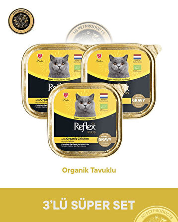 Reflex Plus Sos İçinde Organik Tavuklu Yetişkin Kedi Maması – 3 × 85 g