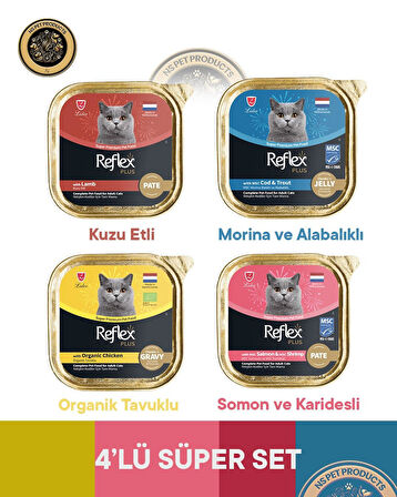 Reflex Plus Karışık Set 4'lü Yetişkin Kedi Maması – 4 × 85 g