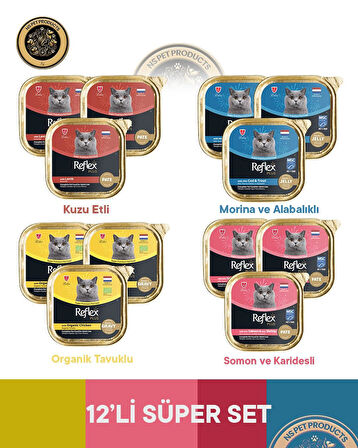 Reflex Plus Karışık Set 12'li Yetişkin Kedi Maması – 12 × 85 g