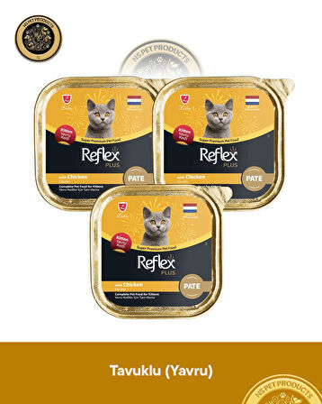 Reflex Plus Pate Tavuklu Yavru Kedi Maması – 3 × 85 g