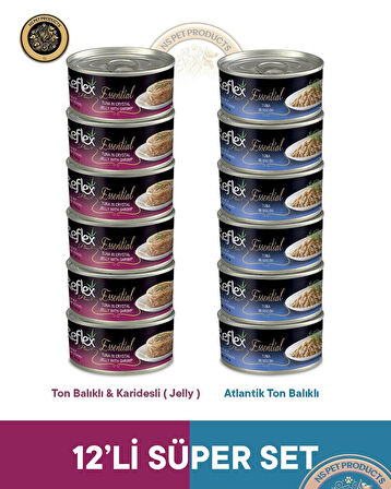 Reflex Plus Essential Kedi Jöle-Ton-Karides ve Ton Balıklı - 12x70gr