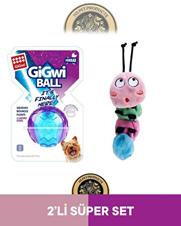 Gigwi Ball Sert Top 5 Cm Şeffaf-Catnipli Tırtıl Oyuncak 2'li Set