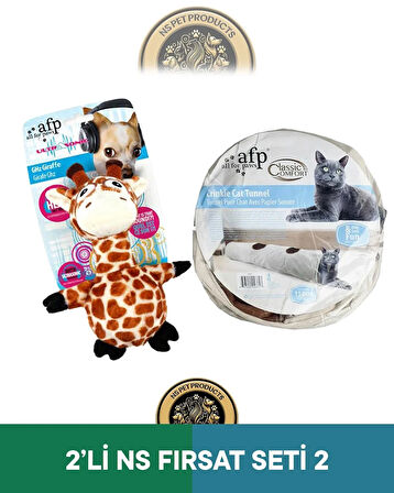 Afp Classic Comfort Kedi Tüneli Beyaz-Ultrasonik Zürafa Oyuncak 2'li Set