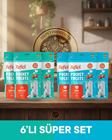 Reflex Pocket Treats Kedi 6'lı Set Choosy ve Skin Coat  - 6x70gr