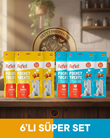 Reflex Pocket Treats Kedi 6'lı Set Choosy ve Sensitive - 6x70gr