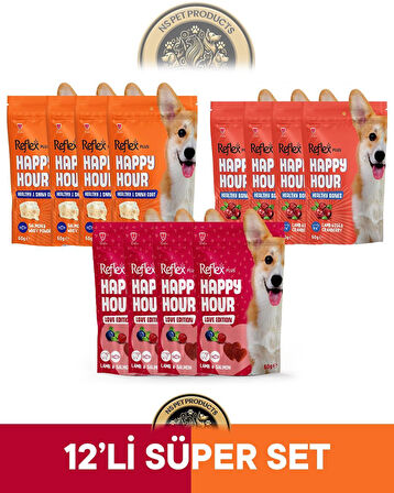 Reflex Plus Happy Hour 12'li Köpek Maması Süper Set 2 / 12x60gr