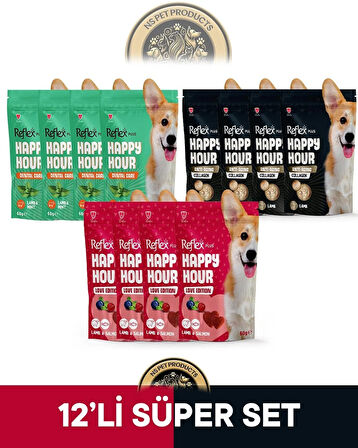 Reflex Plus Happy Hour 12'li Köpek Maması Süper Set 4 / 12x60gr