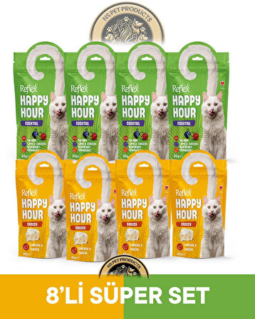 Reflex Plus Happy Hour 8'li Kedi Maması Süper Set 4 / 8x60gr
