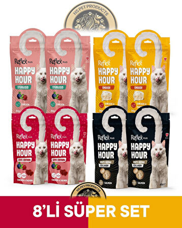 Reflex Plus Happy Hour 8'li Kedi Maması Süper Set 5 / 8x60gr