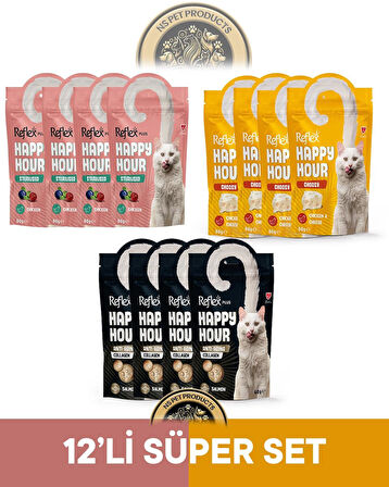 Reflex Plus Happy Hour 12'li Kedi Maması Süper Set 12x60gr