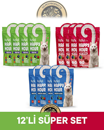 Reflex Plus Happy Hour 12'li Kedi Maması Süper Set 3 / 12x60gr