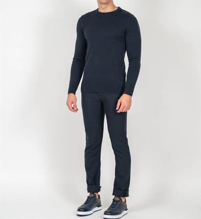 Erkek Triko Bisiklet Yaka Sık Örme Lacivert Slim Fit Kazak NCS JEANS 3001