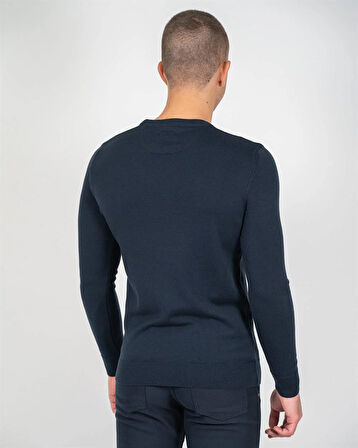 Erkek Triko Bisiklet Yaka Sık Örme Lacivert Slim Fit Kazak NCS JEANS 3001