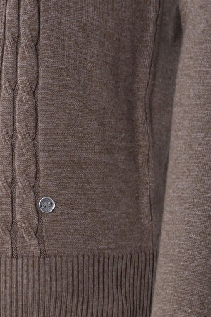 Erkek Triko Vizon Bisiklet Yaka Baklava Desenli Slim Fit Pamuklu Kazak NCS JEANS 3745