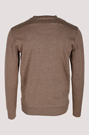 Erkek Triko Vizon Bisiklet Yaka Baklava Desenli Slim Fit Pamuklu Kazak NCS JEANS 3745