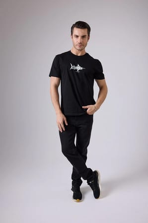 MARINE TEE™ Deniz Temalı Ribana Bisiklet Yaka Pamuk T-Shirt