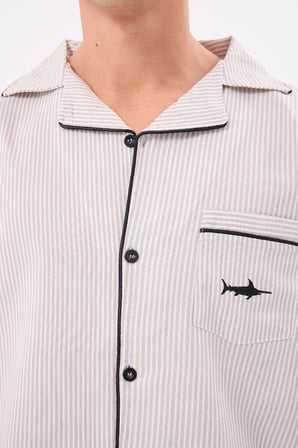 MARISILK™ SEASTRIPE Erkek Yazlık Şortlu Gömlekli Pijama & Lounge Takımı