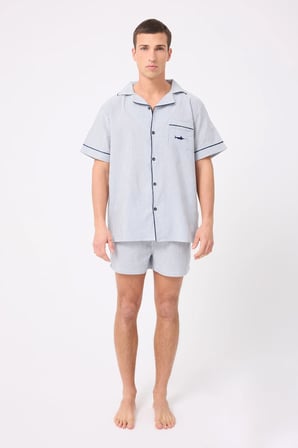 MARISILK™ SEASTRIPE Erkek Yazlık Şortlu Gömlekli Pijama & Lounge Takımı