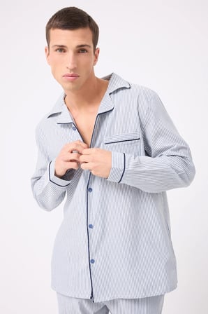 MARISILK™ SEASTRIPE Premium Dokuma Uzun Kollu Uzun Paçalı Erkek Pijama Takımı