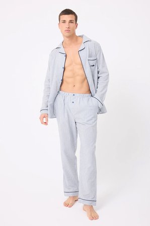 MARISILK™ SEASTRIPE Premium Dokuma Uzun Kollu Uzun Paçalı Erkek Pijama Takımı