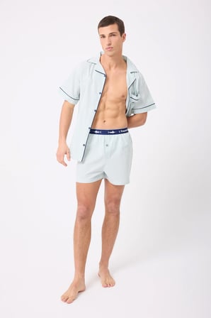 MARISILK™ SEASTRIPE Erkek Yazlık Şortlu Gömlekli Pijama & Lounge Takımı