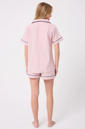 MARISILK™ SEASTRIPE Kadın Yazlık Şortlu Uzun Gömlekli Pijama & Lounge Takımı 