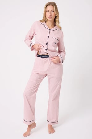 MARISILK™ SEASTRIPE Premium Dokuma Uzun Kollu Uzun Pantolonlu Kadın Pijama & Lounge Takımı