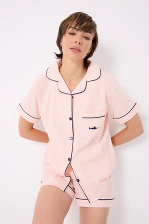  MARISILK™ Kadın Yazlık Şortlu Uzun Gömlekli Pijama & Lounge Takımı 