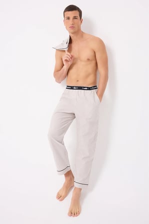 MARISILK™ SEASTRIPE Erkek Dokuma Yazlık Kısa Kollu Pantolonlu Pijama & Lounge Takımı