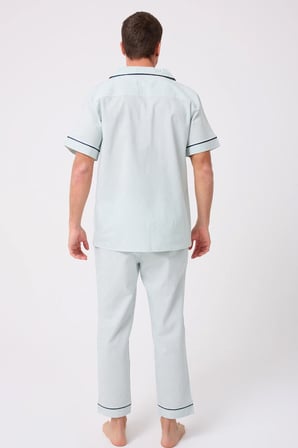 MARISILK™ SEASTRIPE Erkek Dokuma Yazlık Kısa Kollu Pantolonlu Pijama & Lounge Takımı Takımı